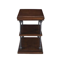 Jofran Larson Modern Industrial Solid Wood Chairside End Table with Storage