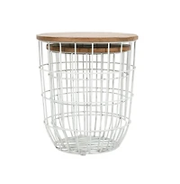 Jofran Global Archive Nested Storage Solid Wood and Metal Basket End Tables (Set of 2