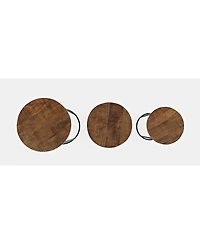 Jofran Warner Round Modern Rustic Solid Wood and Metal Nesting End Tables