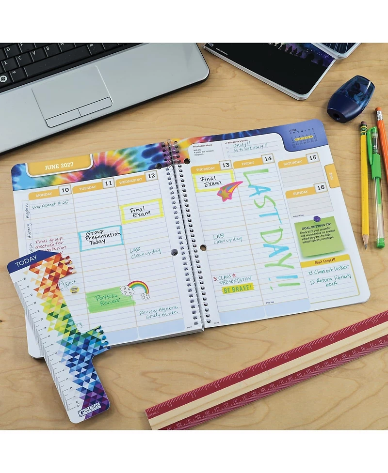Danrong Middle High School Student Planner Weekly Monthly Academic Matrix With Ruler Bookmark Stickers Study Resource Pages