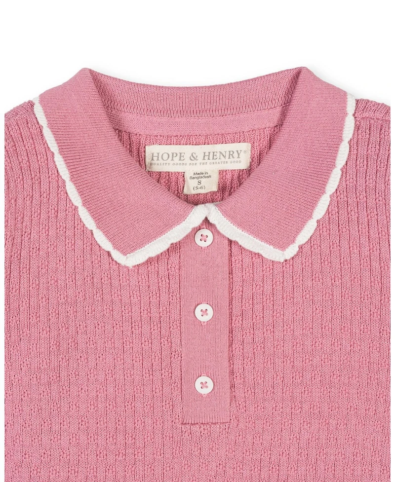 Hope & Henry Little and Big Girl's (Xxs-l) Organic Peter Pan Collar Sweater Polo