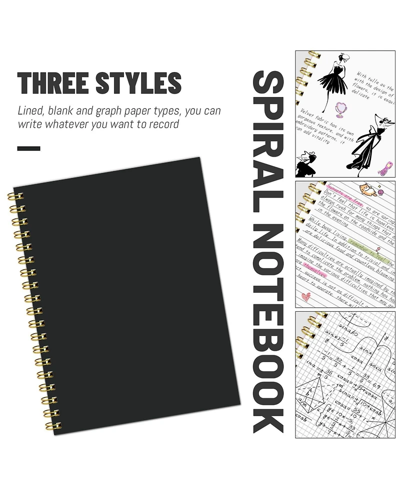 Danrong B5 Spiral Notebook Hardcover 100gsm College Ruled Thick Paper 160 Pages For School Office Note Taking