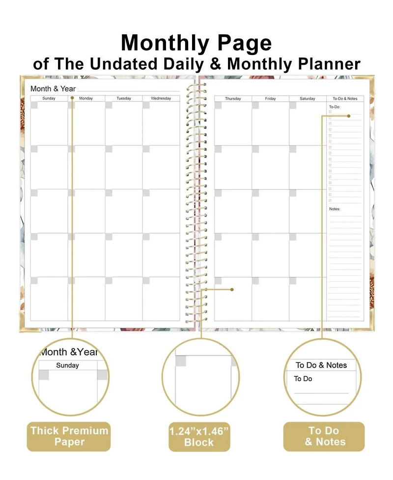 Danrong Undated Daily Planner Hardcover Hourly Schedule To Do Lists Habit Tracker Layflat Binding All One Planning Tool
