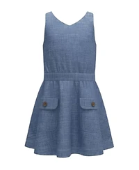 Hope & Henry Little and Big Girl's (6-12) Organic V-Neck Chambray Jumper