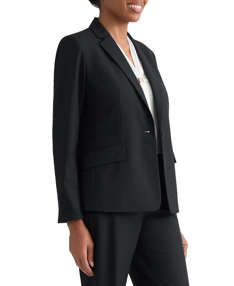 Kasper Women's Machine Washable Bi-Stretch One-Button Blazer, Regular & Petite