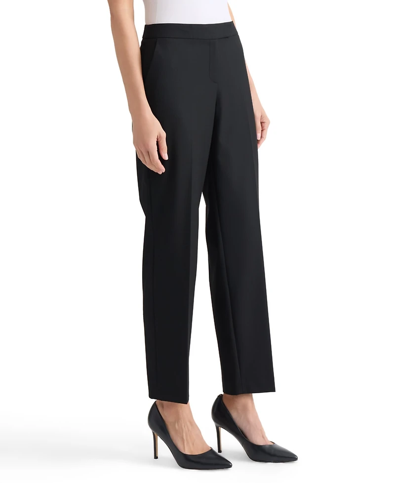 Kasper Women's Machine Washable Mid-Rise Straight Leg Pants, Regular & Petite