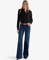 7 For All Mankind Women's Modern Dojo High-Rise Wide-Leg Trouser-Style Hem Jeans