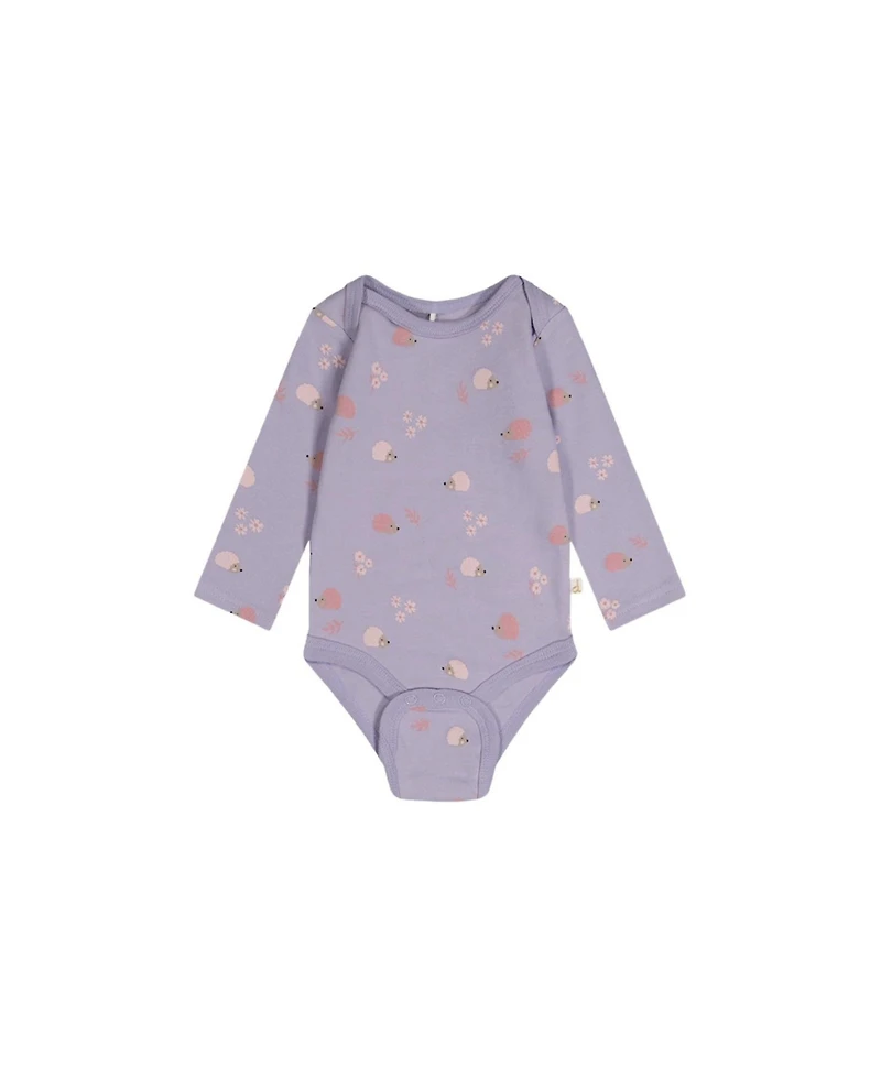 Deux par Baby Girls 3M-24M Three Pack Cotton Onesie Purple Hedgehog Print