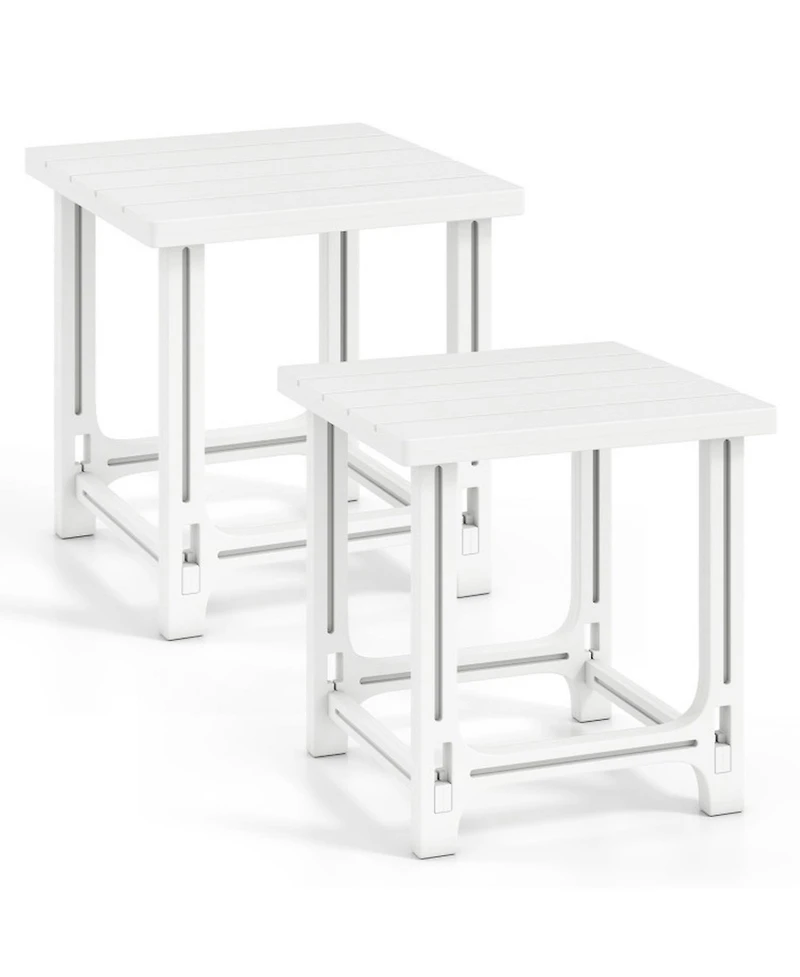 Gouun 2-Piece 18-Inch Outdoor Adirondack Side Table Set with Slatted Top