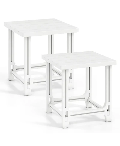 Gouun 2-Piece 18-Inch Outdoor Adirondack Side Table Set with Slatted Top