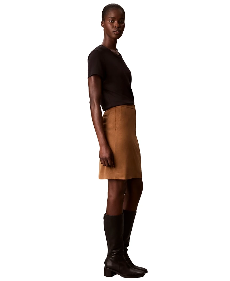 Calvin Klein Women's High-Waisted Pencil Faux Suede Skirt with Pockets