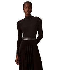 Calvin Klein Women's Belted Long-Sleeve Turtleneck A-Line Dress