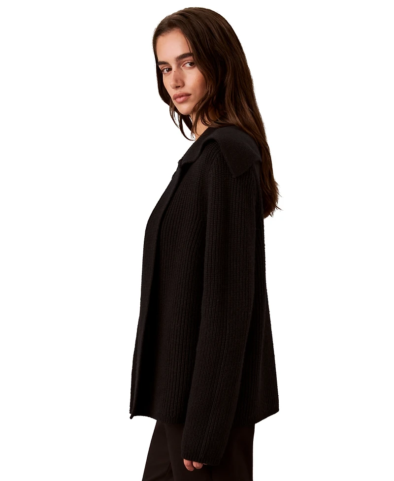 Calvin Klein Women's Open-Front Collared Wool-Blend Cardigan
