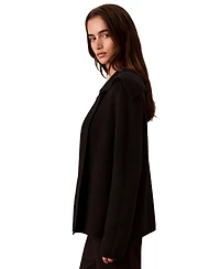 Calvin Klein Women's Open-Front Collared Wool-Blend Cardigan