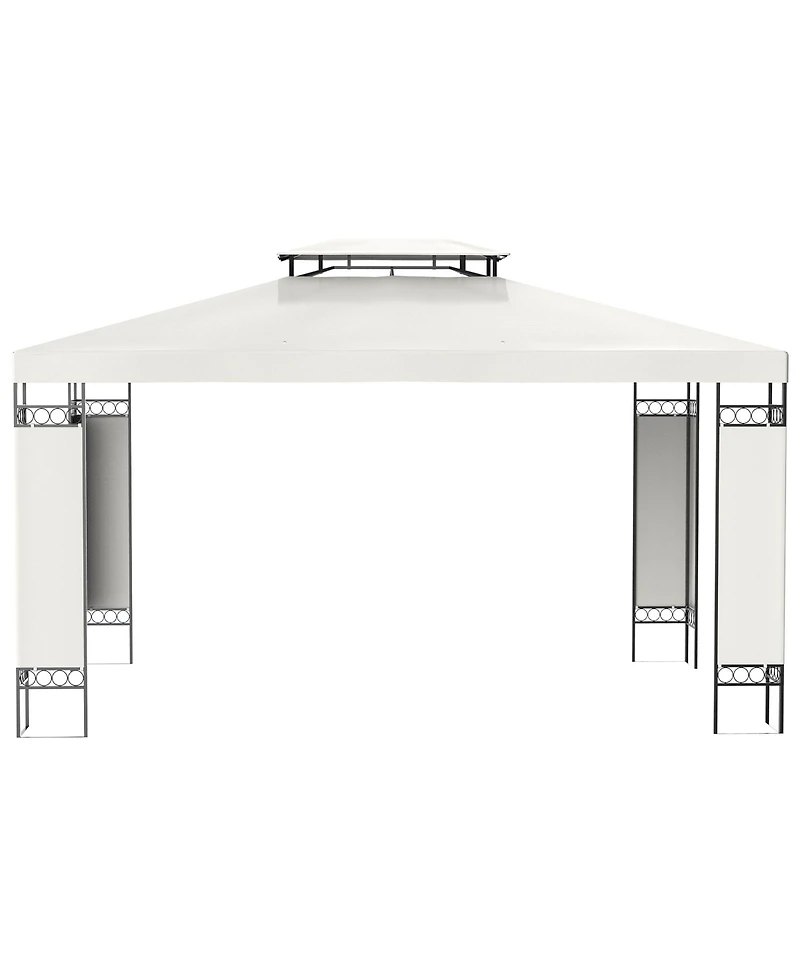 Outsunny 13' x 10' Patio Gazebo Outdoor Canopy Shelter with Double Vented Roof, Steel Frame for Lawn Backyard and Deck, Cream White