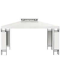 Outsunny 13' x 10' Patio Gazebo Outdoor Canopy Shelter with Double Vented Roof, Steel Frame for Lawn Backyard and Deck, Cream White
