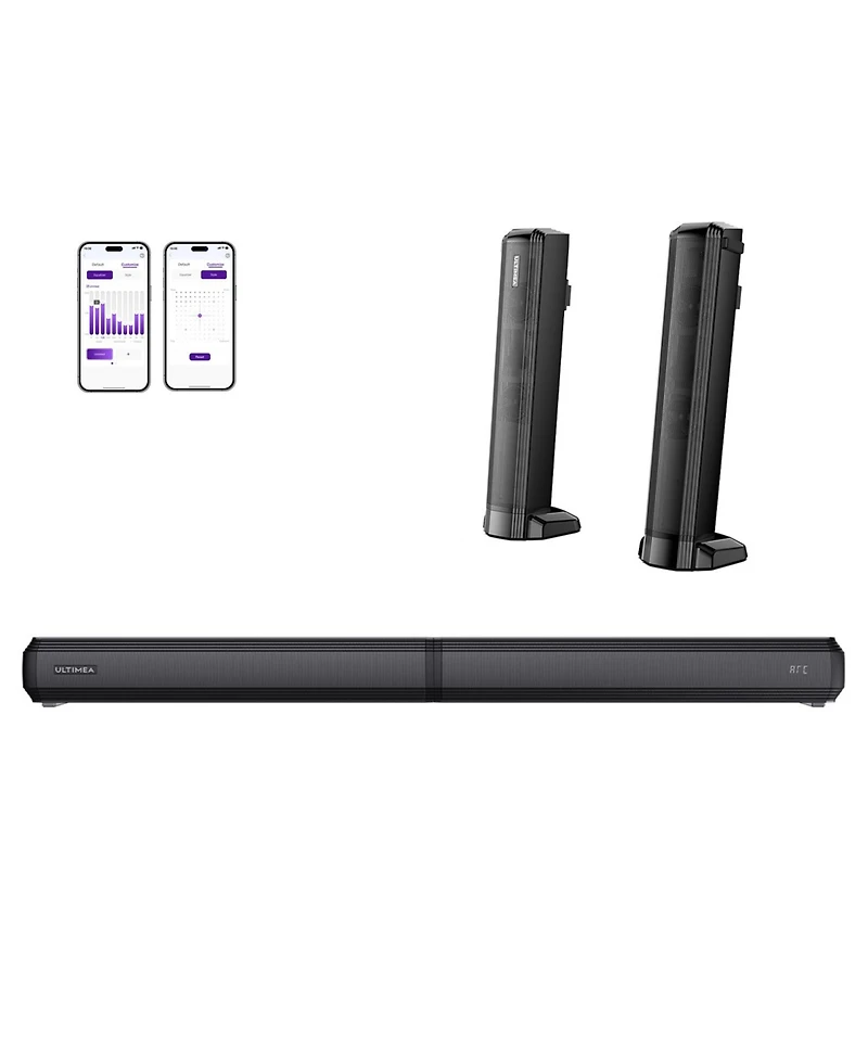 Ultimea 2.2ch Sound Bar for Smart Tv, Peak Power 100W, 2-in-1 Detachable Soundbar for Tv, Bluetooth 5.3 Tv Sound Bar, App, Apollo S40