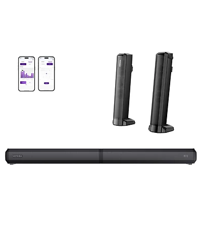Ultimea 2.2ch Sound Bar for Smart Tv, Peak Power 100W, 2-in-1 Detachable Soundbar for Tv, Bluetooth 5.3 Tv Sound Bar, App, Apollo S40