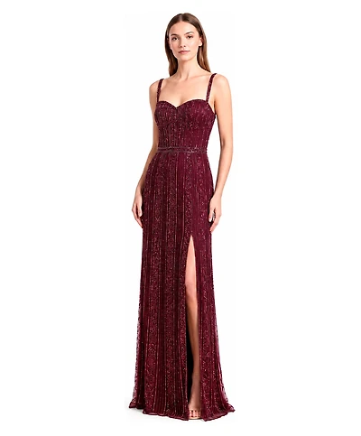 Lara Plus Size Spaghetti-Strap Beaded Gown