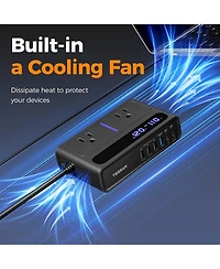 Tessan 200W 65W Usb-c 2 Ac Outlets Car Power Inverter