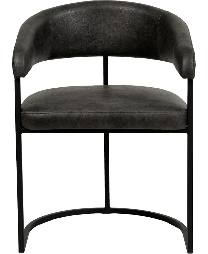 LeisureMod Leather Dining Chair Set of - Upholstered Kitchen Accent with Curved Open-Back Design, Padded Seat
