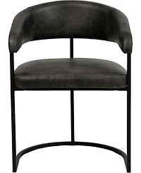 LeisureMod Leather Dining Chair Set of - Upholstered Kitchen Accent with Curved Open-Back Design, Padded Seat