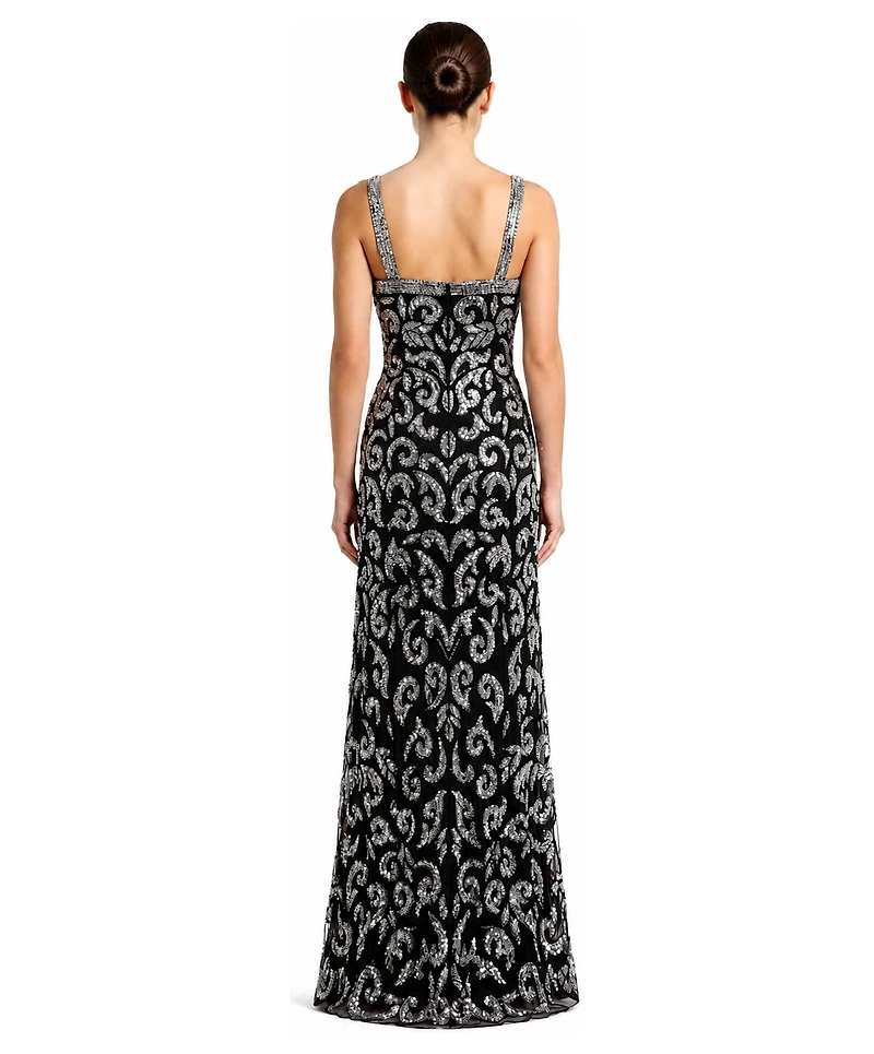 Lara Plus Beaded Halter Front-Slit Dress
