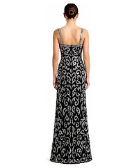 Lara Plus Beaded Halter Front-Slit Dress