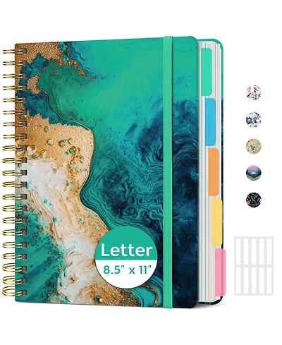 Danrong Aesthetic Floral Spiral Notebook 5 Subject Dividers College Ruled Hardcover Journal For Work School
