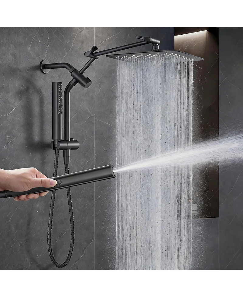 Cyqbd 10" Metal Shower Head set Handheld Dual Rainfall Spray Detachable Arm