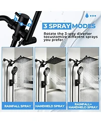 Cyqbd 8" Shower Head Rain Handheld Spray Extension Arm Flow Regulator System