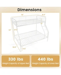 Sugift Twin Over Full Bunk Bed with Ladder and Full-Length Guardrails