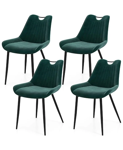 Sugift Set of 4 Faux Leather Upholstered Dining Chairs with Metal Legs for Kitchen