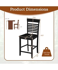 Sugift Set of 2 Dining Chairs with Footrests and Solid Wood Frame