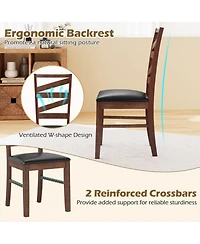 Sugift Set of 2 Kitchen Dining Side Chairs with Padded Pu Leather Seat and Rubber Wood Legs