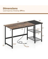 Sugift 59 inch Home Office Computer Desk with Removable Storage Shelves
