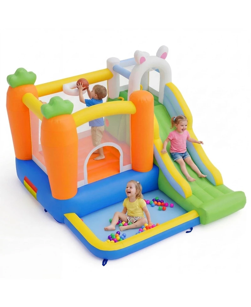 Sugift Kids Bounce House with Climbing Wall, Slide & Ball Pit, 370W Blower, Ages 3-12