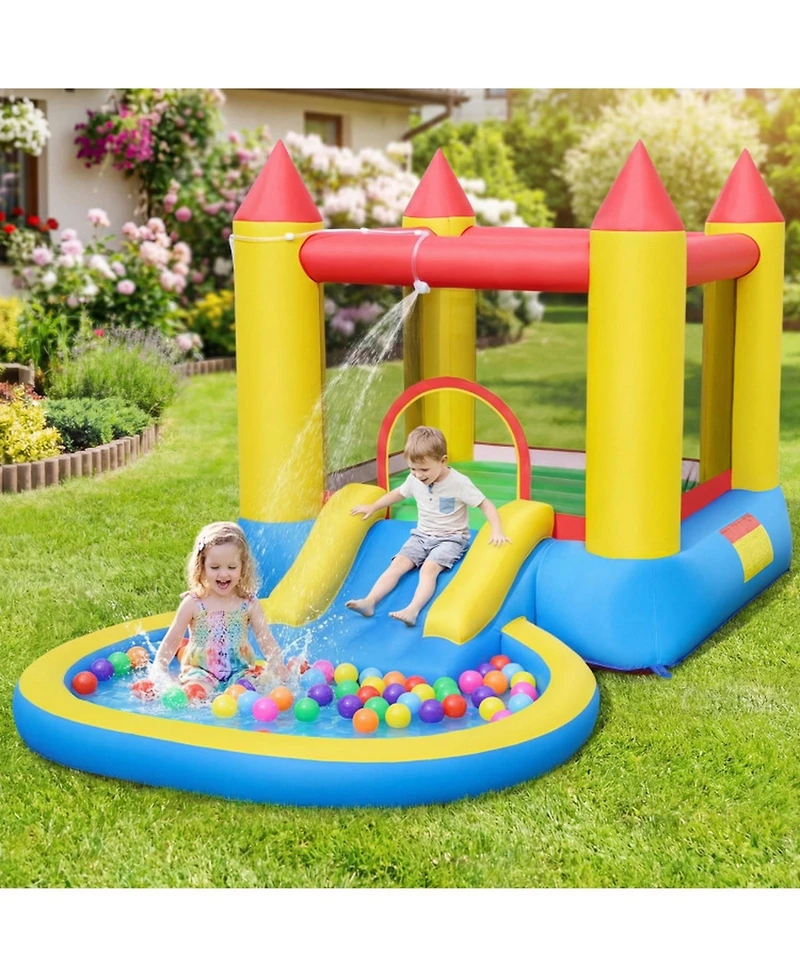 Sugift Inflatable Bounce House With Water Slide Splash Pool, 142.5" x 77" x 76", With 370W Blower, Ages 3-10