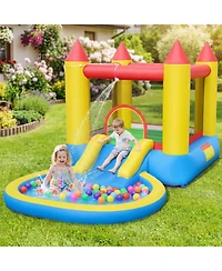 Sugift Inflatable Bounce House With Water Slide Splash Pool, 142.5" x 77" x 76", With 370W Blower, Ages 3-10