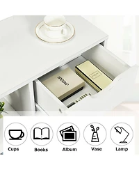 Gouun 3-Cube Bookcase Storage Organizer with Pull-Out Drawer and 2-Tier Shelves
