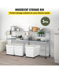 Viyet 3 Pack 10.5 Gallon Food Storage Containers with Wheels and Scoops