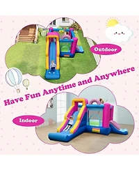 Hongge Inflatable Bounce House with Dual Slides and Basketball Hoop, Ages 3-12