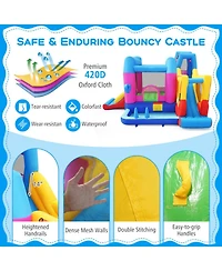 Hongge 8-in-1 Excavator Themed Inflatable Bounce House with 780W Blower, Ages 3-12