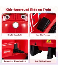 Hongge 12V Ride on Train 3-Seater with Detachable Carriage, Seats 3, Ages 3+