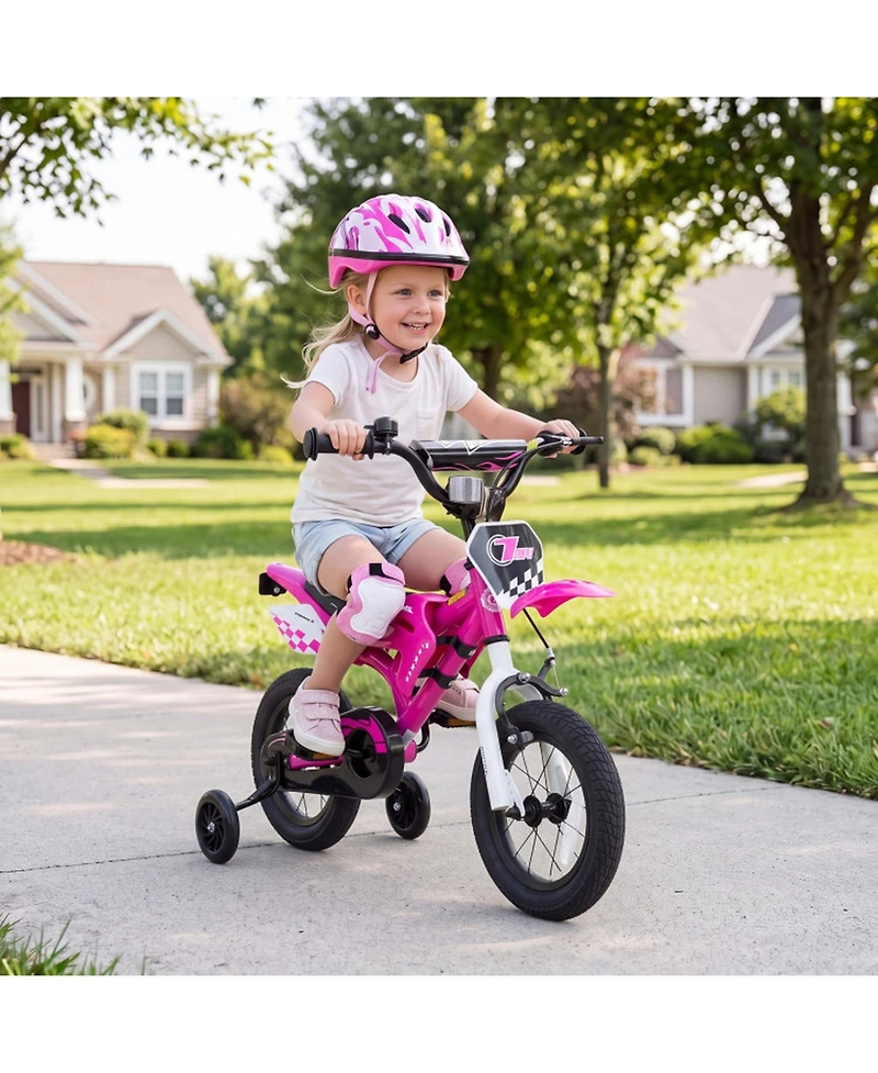 Hongge 12-Inch Motorcycle-Inspired Kids Bike with Hand Brake, Ages 3-4
