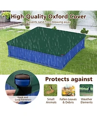 Hongge Kids 48.5" Square Outdoor Sandbox with Waterproof Oxford Cover and 4 Corner Seats, Ages 3+