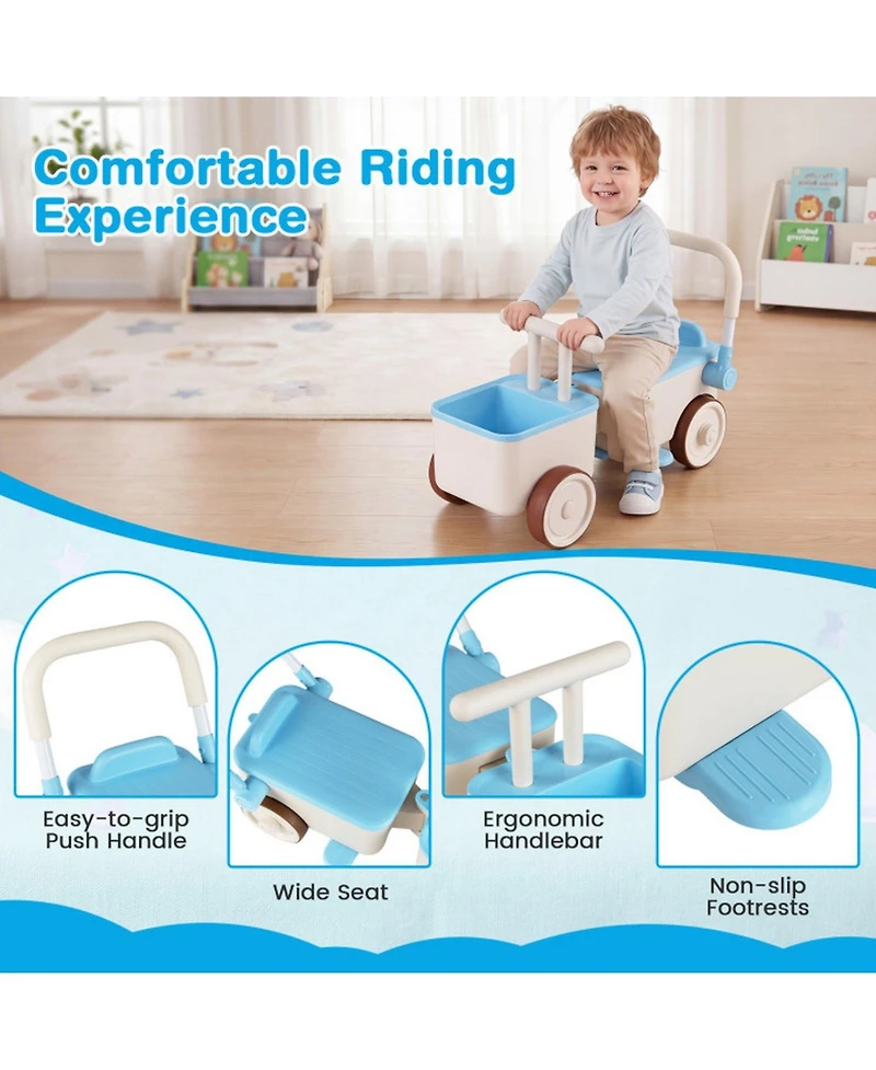 Hongge 3-in-1 Kids Ride-On Push Car with Tow Rope, 44 lb Capacity, Ages 3-6