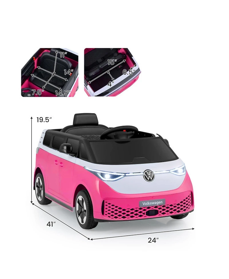 Hongge 12V Kids Ride-On Bus with Parent Remote Led Headlights and Music