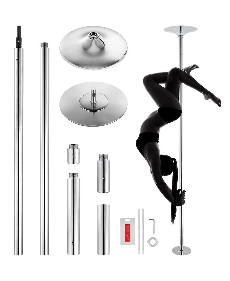 Hongge Professional Spinning and Static Dance Pole 45 mm Stainless Steel Adjustable 88 to 108 in for Home and Studio