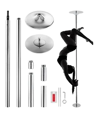Hongge Professional Spinning and Static Dance Pole 45 mm Stainless Steel Adjustable 88 to 108 in for Home and Studio